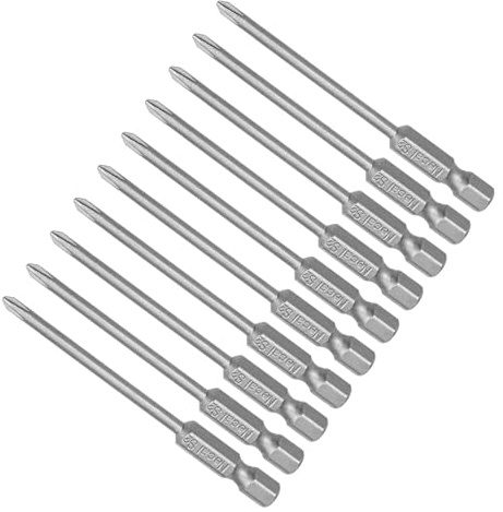 CoCud 10-Pezzi Croce Croce Avvitatore PH0 75mm Lungo 1/4 Esagonale Gambo | Punte, Croce Trapano Punta Potenza Impatto Guida, S2, magnetici