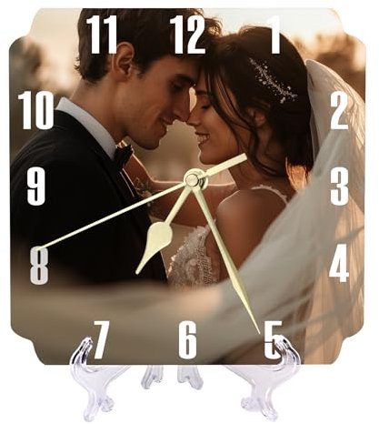 XNBTIM Horloge Murale personnalisée avec Image Photo 8 Pouces, Horloge personnalisée, décoration d'intérieur, Horloge silencieuse Ajoutez Votre Photo, Cadeau personnalisé pour Anniversaire