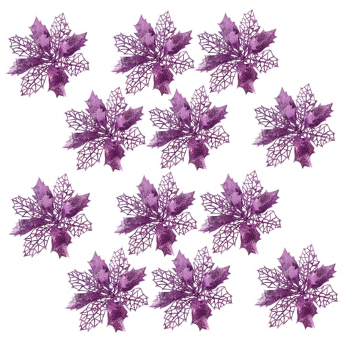 RORPOIR 12stücke Weihnachtsblumen Teiliges Künstliche Glitzerblumen Für Weihnachtsbaumdekoration Festliche Blumen Für Tisch Und Raumgestaltung Xmas Dekorationszubehör