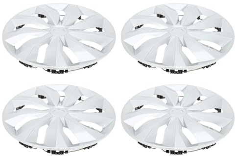 A ABSOPRO Radkappen 14 zoll Autofelgen-Nabenabdeckung Radnabenkappen R14 / 14 Zoll Radzierblenden Dekorative Radnabenabdeckung Ersatz Kunststoff Silberfarben 4 Stück
