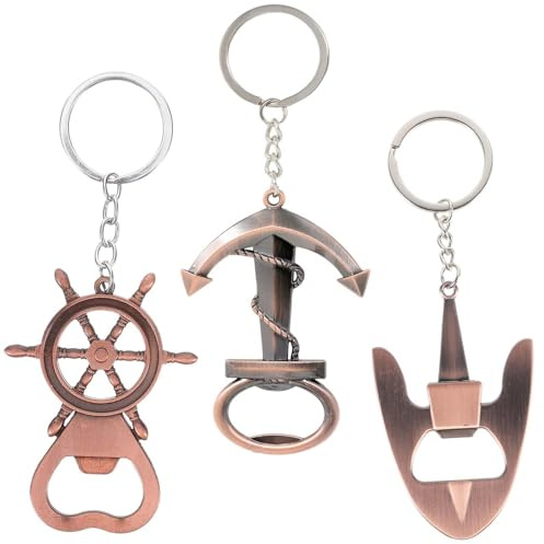 MisFun 3 Stück Flaschenöffner Schlüsselanhänger, Boat Anker-Flaschenöffner, Nautische Thema Bier Wein Flaschenöffners Schlüsselanhänger, Bottle Opener Keychain für Feiern, Partys, Bars