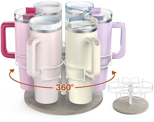 Kssiaz Stanley Becherhalter, Drehbar Tassenhalter für Stanley 40 oz Becher, Arbeitsplatte Kaffeetasse Becherhalter Organizer für Küchen Arbeitsplatten und Schränke, Grau