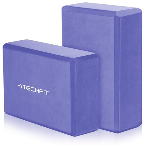 TechFit Mattoncino da Yoga in Schiuma EVA ad Alta Densità, Set da 2 Pezzi, Leggero e Antiscivolo, Supporto Ideale per Yoga, Pilates, Stretching, Dimensioni 23x15x7.6 cm, Viola