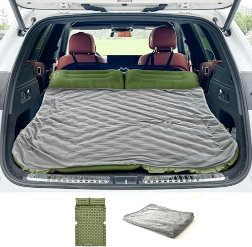 ONTYZZ Auto Matratze SUV Luftmatratze 2 Personen Luftbett für Reisen Camping Isomatte Selbstaufblasende Schlafmatten mit Fuß Pumpe & Kissen Aufblasbare Camping Bett 183 * 131 * 7CM