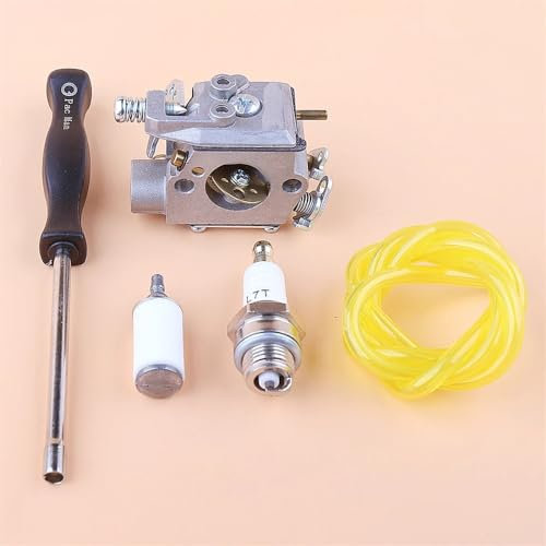 Carburateur for Partner P340S P350S P360S, ligne de filtre à carburant, bougie d'allumage, tournevis, Kit d'outils de réglage du carburateur 579359201 Accessoires
