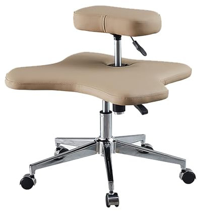 LULUMAIC Ergonomischer Kniestuhl, Stuhl mit gekreuzten Beinen, Meditationsstuhl, Home-Office-Schreibtischstuhl mit Rollen, höhenverstellbar (Hellbraun, Einheitsgröße)