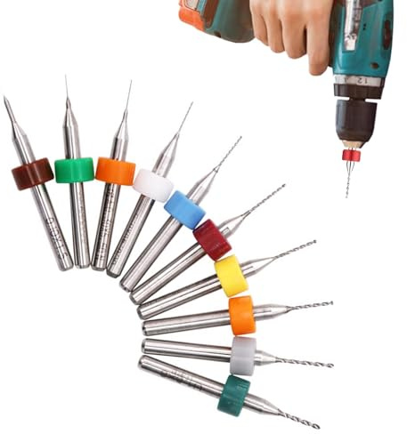 Set di 20 mini punte per trapano, 0,1 mm - 1 mm, micro punte elicoidali, scheda di pressione PCB dremel per pietre ruvide, gioielli, punzonatura, incisione (10 dimensioni, colori misti)