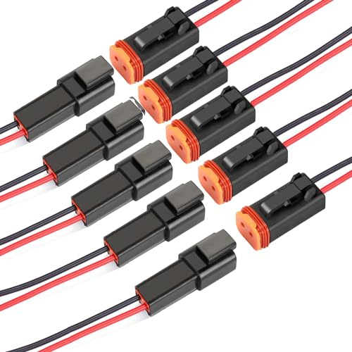 ZHOFONET Connettore per cavo a 2 poli, spina impermeabile con 16 AWG 20 cm per auto, camion, barche e altri cavi (5)