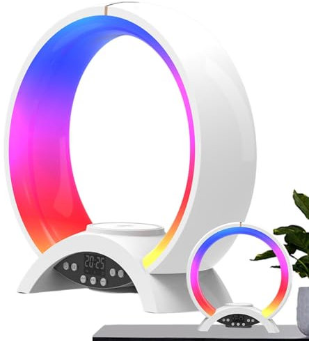 Kabelloses Ladegerät mit Lautsprecher – kabelloser Lade-Lautsprecher, Nachttischlampe | kabelloses Lautsprecher-Ladegerät, Nachttischlampe 4 in 1, Stimmungslicht, Wecker für Familien