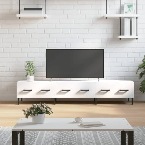 CINDERFUL TV-Schrank Weiß 150x36x30 cm Holzwerkstoff,Modern und praktisch: Weißer TVSchrank mit Stauraum für das Wohnzimmer TV-Möbel, TV-Bänke