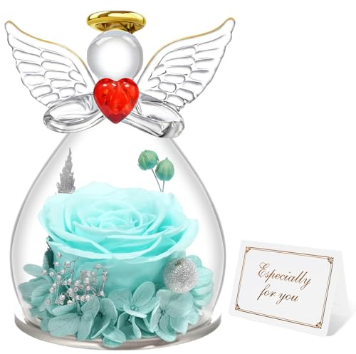 Miofula Ewige Rose Geschenke für Frauen,Infinity Rosen Schutzengel Geburtstagsgeschenk für Frauen,Blumen Engel Figur Geschenke für Mama Mutter Oma Freundin Geschenk Weihnachten Jahrestag Hochzeitstag