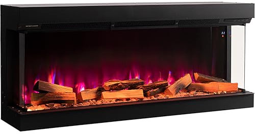 INMOZATA Electric Fireplace 50inch 3D Media Wall Fire, with Multi Flame Colors&Bottom Lights&Top Lights, Sound Effects, 7day Programmable, APP Control