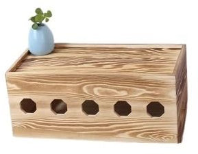 cable tidy box Junction box solid wood retro simple plug-in wire storage box socket plug-in board box power cord box cable management(40cm)
