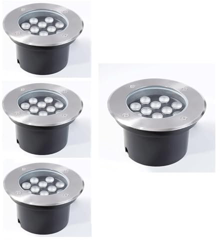 Aioneer 2Pcs Outdoor In Ground Lights, Led Ring Fountain Light, 6W Led Well Landscape Up Light,Waterproof Underground Lamp For Deck, Step, Yard, Garden-Green-1W
