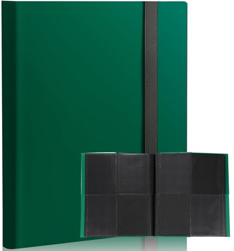 SiHuiTu Cartes à collectionner à 4 poches, 160 cartes, album de cartes pour cartes TCG, baseball, football, sport, classeur facile à insérer, 20 pages à chargement latéral, (4 pochettes, vert)