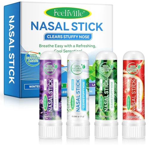 4 Pack Nasal Stick,Inhalierstift,Naseninhalator,Riechstifte FüR äTherische öLe, Ein KüHlendes GefüHl,Befreit Verstopfte Nase Und Regeneriert Den Geruchssinn,Verbessert Die Atmung,Steigert Den Fokus