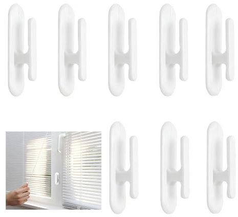 SANTUO 8 Pcs Blind Hooks for Cord, Self Adhesive Blind Cord Winder Plastic Blind Cord Safety Device for Curtains Blinds Washing Line