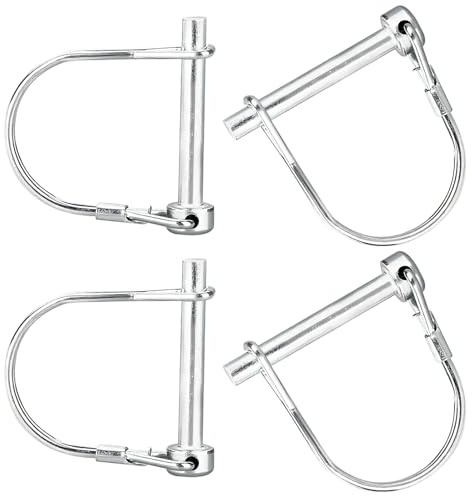 4 Stück Rohrklappsplinte mit Rastverschluss Quadrat Bügel 10x70MM, Sicherungsbolzen, Klappsplint, für Bauernhof-Anhänger, Garten, Rasen Silber, Rohre (Silber)