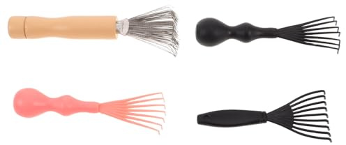Alipis 4 Piezas Limpiador de Peines para Cepillos de Pelo Unidades Herramienta de Limpieza Portátil con Garras de Limpieza Mini Rastrillo de Alambre Salones