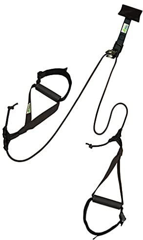 eaglefit Sling-Trainer Base, Fitnessgerät, Schlingentrainer inkl. Umlenkrolle und Türanker, Längenverstellung 80-155 cm (schwarz)