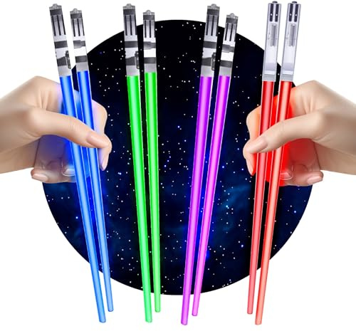 LightSaber Chopsticks Light Up Saber Led (4 Pairs, Red Blue Green Purple)