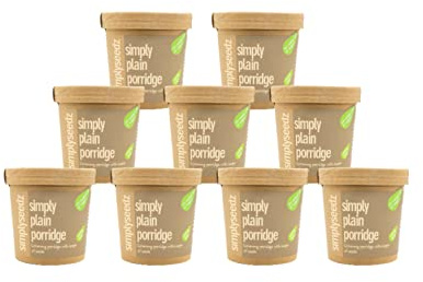 Simplyseedz Jumbo Oats Porridge Pot Plain with seeds. Zero sugar, Plant Based, Fiber Rich Breakfast with Pumpkin and Sunflower Seeds. Convenient On-the-Go Instant Oat Solution 9 Pack of 60g Pots
