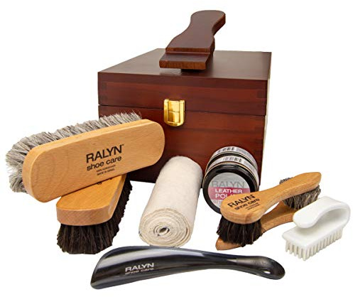 Ralyn Executive Shine Valet Kit | A complete set of shoe shine products encased in a beautiful wood storage chest
