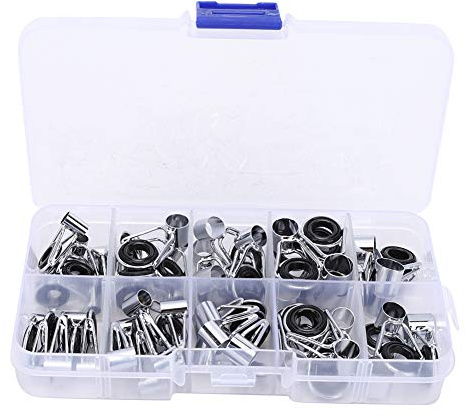 Keenso Anillos de guía de caña de Pescar, 9 tamaños, 90 piezas, Acero Inoxidable y Cerámica