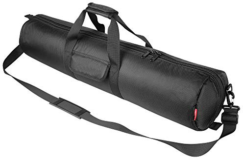 HEMMOTOP Tripod Case, 31.5x7 in Heavy Duty Tripod Bag with Shoulder Strap and Handle, All Sides Thick Padded Carrying Case with Two Zippered Pockets for Speaker Stand, Monopod - R08018 Black