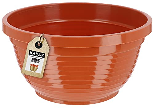 KADAX Ciotola fatta di plastica, ciotola di fiori rotondi, fioriere resistenti alle intemperie per l'esterno, guscio tomba, guscio a sfera leggera per fiori, ciotole di pianta (⌀ 20 cm, terracotta)