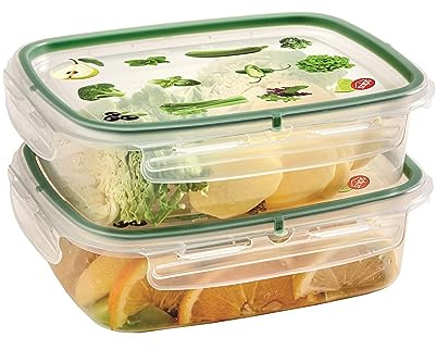 Snips SnipsLock Rechteckiger Mealprepboxen für die Aufbewahrung von Lebensmitteln 1,40 L Set 4 Sicherheitsverschlüsse Frischhaltedosen 23,5 x 18,5 x 11 cm Hergestellt in Italien
