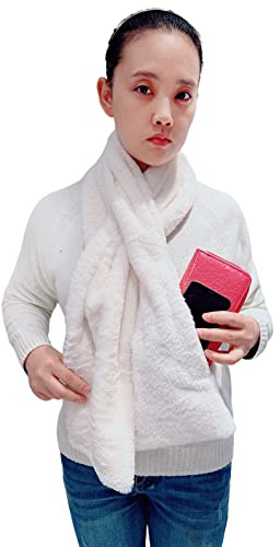 Lina & Lily Écharpe à Poche Zippée Cachée en Fausse Fourrure pour Femme Hiver