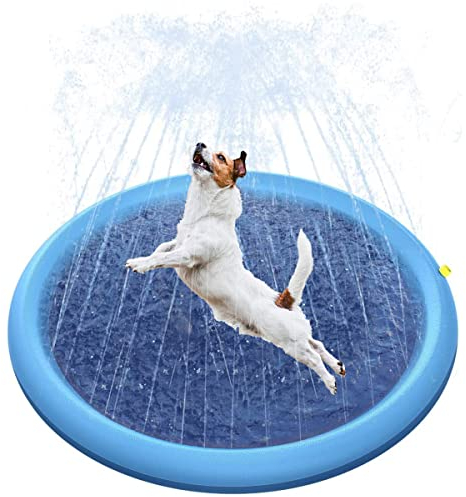 Wassermatte für Hunde, XiXiRan Splash Pad Kinder, Blu 100 * 100cm, Wasserspielmatte mit Sprinkler, Wassersprinkler Kinder Outdoor, Sprinkler Pad Non-Slip, Hundepools, Wasserspritzmatte für Hunde