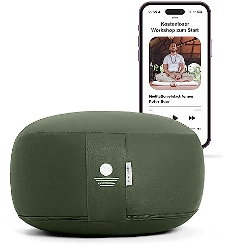 Inner Peace Yogakissen Meditationskissen aus 100% Bio Baumwolle und mit Bio Dinkelfüllung | Yogakissen Rund, Yoga Sitzkissen, Yogakissen Meditationskissen, Sitzkissen Yoga, Meditation Cushion