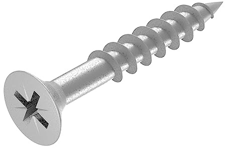 SECCARO Spanplattenschraube 4 x 25 mm, Edelstahl V2A VA A2, Holzschraube mit Teilgewinde, Kreuzschlitz/PZ, 250 Stück