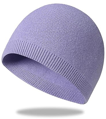 Winter Hats for Women Mens Beanie Skull Cap Soft Warm Plain Toboggan Hats for Cold Weather Purple