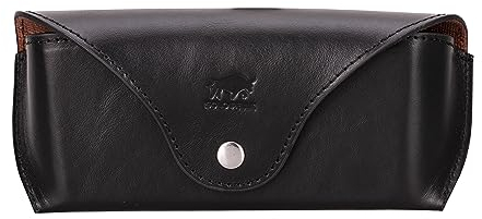 Solo Pelle Brillenetui ROAN aus echtem Leder, Brillen Etui mit Magnetverschluss Sonnenbrillenetui (Schwarz)