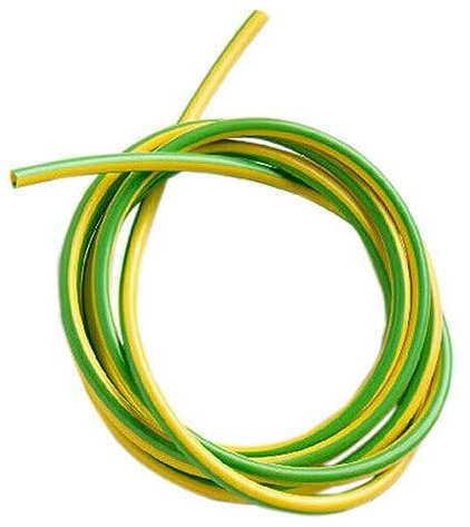 1 metre cut length of 4mm earth sleeving green and yellow PVC trade rated