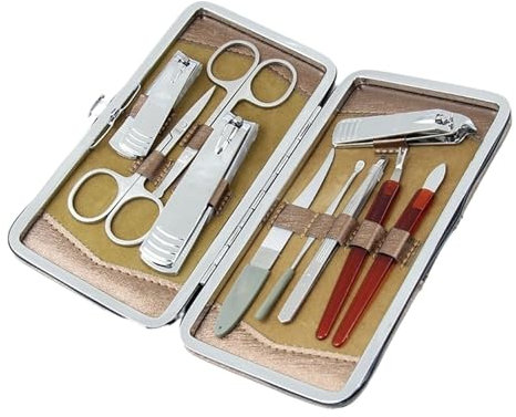 XUCHIL Nagelknipser Geschenkset 10-teiliges professionelles Maniküre-Pflegeset aus Edelstahl, Maniküre-Set, Nagelknipser-Set, persönliche tragbare Nagelpflege-Werkzeuge mit Reiseetui