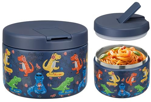 Itslife Thermos per Alimenti 350ml, Contenitore Termico per Alimenti di Acciaio Inossidabile per Cibi Caldi e Freddi, con Copertura con Fibbia, Collo Largo, Isolamento, Dinosauro blu