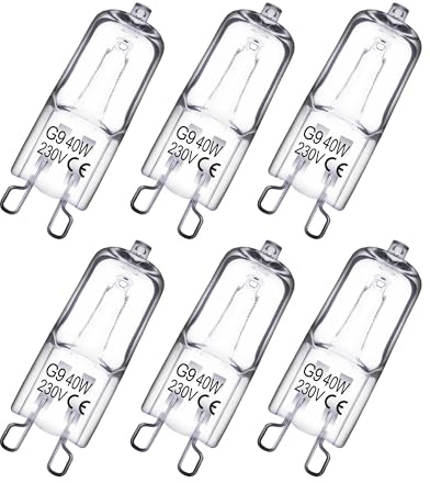 G9 Halogen Light Bulbs 40W, Dimmable G9 Oven Bulb 2800K Warm White, 6 Pack