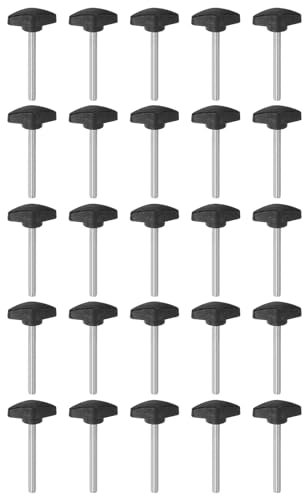 Rändelschrauben, 25 Stück T-Flügelknöpfe, Rändelschrauben M6 x 40 mm, Standard-Außengewinde, Kunststoff-T-Knöpfe, Griffe, Handklemmknöpfe, Griff-Rändelschraube, schwarz ( Color : Black , Size : M6 x 6