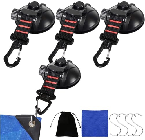 Wezalget Ventosas de amarre, ventosa al vacío resistente con ganchos, fuerte carga, accesorio de lona multiusos para tiendas de campaña, lonas, parasoles, toldo de coche