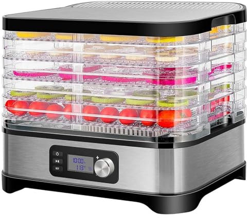 DISHENGZHEN Food Dehydrator Machine, Electric 400W 5 Trays Food Dehydrator Machine with Digital Timer and Temperature Control, Dryer for Fruit Vegetable Meat Beef Jerky Maker - BPA Free
