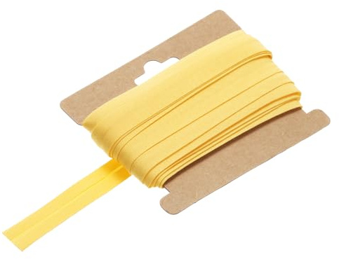QUARKZMAN 9 Meter Schrägband Baumwolle Zitronengelb, 1.2 cm Einfassband zum Nähen, Stoffband für DIY-Projekte, Stricken, Nähen