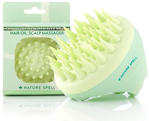 Nature Spell Scalp Massager & Scrubber, Soft Silicone Bristles, Oil Applicator & Exfoliator for Wet and Dry Hair
