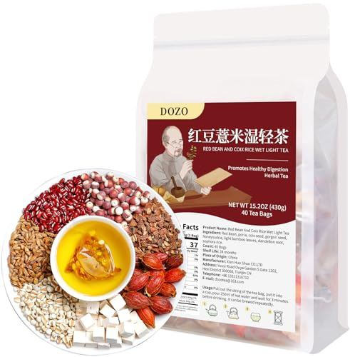 DOZO Shiqing Tea Dampness Clearing Herbal Tea Red Bean Coix Seed Tea Bags 40bags Dispelling Dampness Tea 红豆薏米茶 祛湿茶 去湿茶 湿清茶 湿轻茶