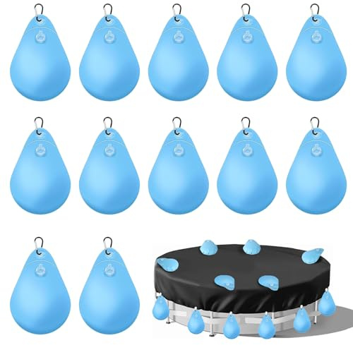 HUIKUANGEU Poolabdeckung Gewichte,12 Stück Pool-Wasserbeutel,Pool Beschwerungssack,Winter Pool Abdeckplane Beschwerungssack,Pool Wandtaschen,Schwimmbadabdeckung Hängende Tasche,für Poolabdeckung