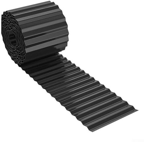 Bordure de paysage en acier ondulé de 15,2 cm - En métal galvanisé robuste - Longues bandes flexibles - Bordure de jardin (noir, 5 m)