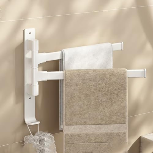 Selbstklebender Handtuchhalter zur Wandmontage, mit 180° Schwenkarmen, ohne Bohren, ideal für Küche, Bad und Kleiderschrank, Weiß